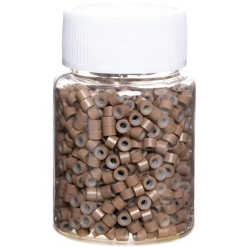 Miniatura 9 de 2500 piezas de cuentas de extensión de 5 mm negras, anillos micro con revestimiento de silicona, microenlaces punta I para extensiones de cabello