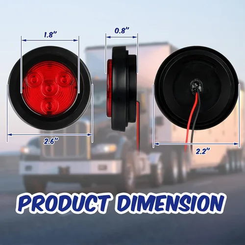 Miniatura 3 de Macarrie 24 piezas de 5,08 cm de diámetro, luces indicadoras LED redondas, impermeables, para remolque, luz lateral para remolque, 12-24v
