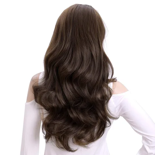 Miniatura 14 de Extensiones de cabello sintético ondulado de 24 pulgadas con clip para media cabeza atada, de alta calidad, fibras japonesas premium para mujer, 11#