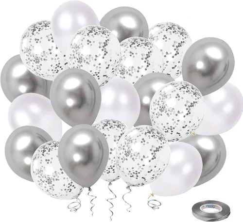 Miniatura 12 de Globos de látex de confeti azul real, 50 globos de 12.0 in, azul claro y blanco para fiesta de cumpleaños, boda decoración Azul y blanco