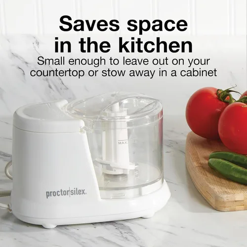 Miniatura 6 de Proctor Silex Durable Electric Vegetable Chopper & Mini Food Processor for Chopping, Puree & Emulsify, 1.5 Cup, White