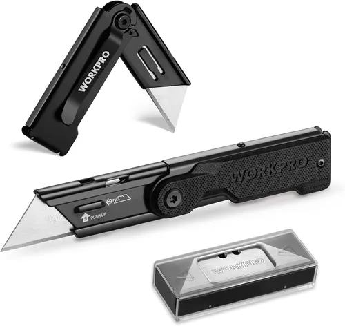Miniatura 9 de WORKPRO Juego de cuchillos de bolsillo plegables de cambio rápido de 3 piezas con clip para cinturón