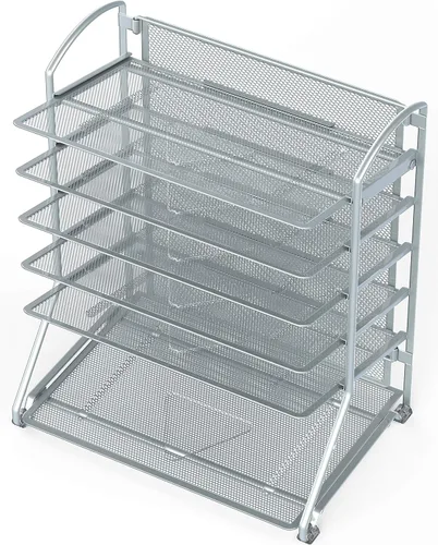 Miniatura 3 de SimpleHouseware - Bandeja organizadora para documentos de escritorio con 6 bandejas Plata