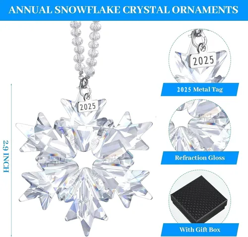 Miniatura 2 de Remerry Adorno navideño de copo de nieve de cristal para árbol, colgante de cristal de copo de nieve transparente, regalo de adorno de Navidad