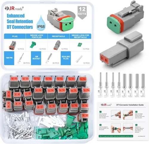 Miniatura 11 de JRready ST6327-12 Deutsch Kit de conectores DT de 12 pines, conectores DT impermeables grises de 12 pines (5 juegos), tamaño 16 contactos estampados