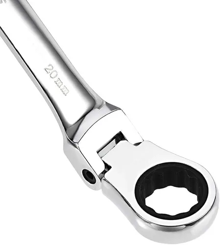 Miniatura 4 de uxcell Llave combinada de trinquete de cabeza flexible de 0.787 in métrica 72 dientes 12 puntos trinquete caja terminada herramientas de llave