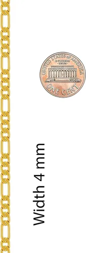 Miniatura 5 de LIFETIME JEWELRY Collares de cadena plana Figaro para hombres y mujeres, chapado en oro real de 24 quilates (0.157 in, 0.217 in y 0.276 in)