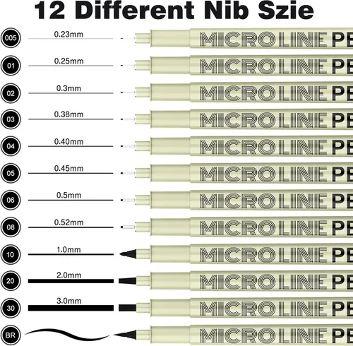 Miniatura 2 de KERIFI Micro-Pen - Bolígrafos de tinta fineliner, paquete de 12 bolígrafos de dibujo de punta fina, impermeables, tinta de archivo, multiliner