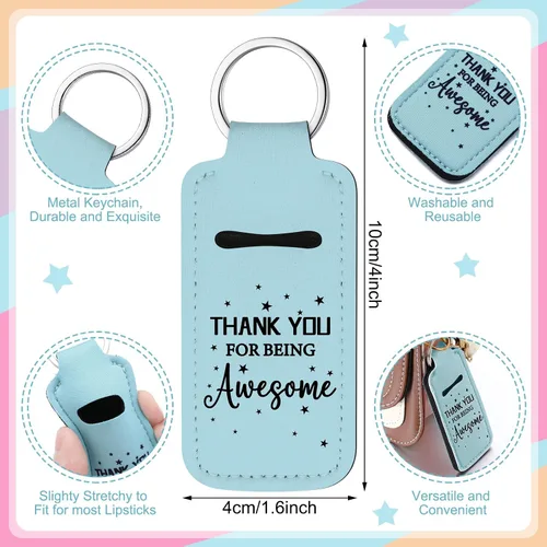 Miniatura 3 de Ecation 72 piezas de soporte para lápiz labial a granel, llavero con texto en inglés "Thank you" (Thank You), bolsa de brillo de labios inspirador
