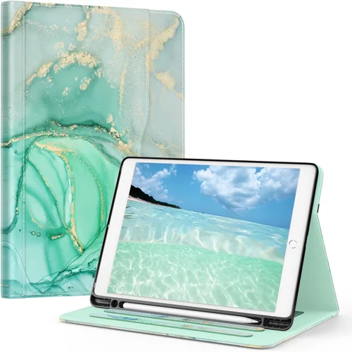 Miniatura 20 de OKP Funda para iPad de 9ª generación 2021/8ª generación 2020/7ª generación 2019 de 10.2 pulgadas, funda con visión multiángulo, cuero PU con soporte