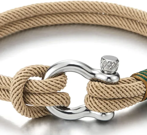 Miniatura 2 de COOLSTEELANDBEYOND Pulsera de acero para hombre y mujer con grilletes de anclaje náutico marinero