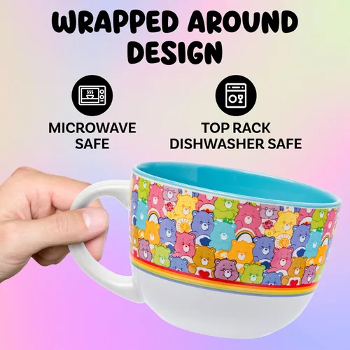 Miniatura 3 de Silver Buffalo Care Bears con Oso Dormiloncito, Tiernosito, Divertiosito, Alegrosita, Suertosito y Más Taza de Sopa Cerámica, 709 ml