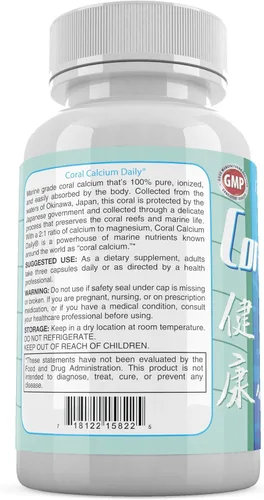 Miniatura 8 de Daily Health - Calcio de coral puro de Okinawa - Suplemento de grado marino con 72 oligominerales - 1475 mg, 270 cápsulas vegetales