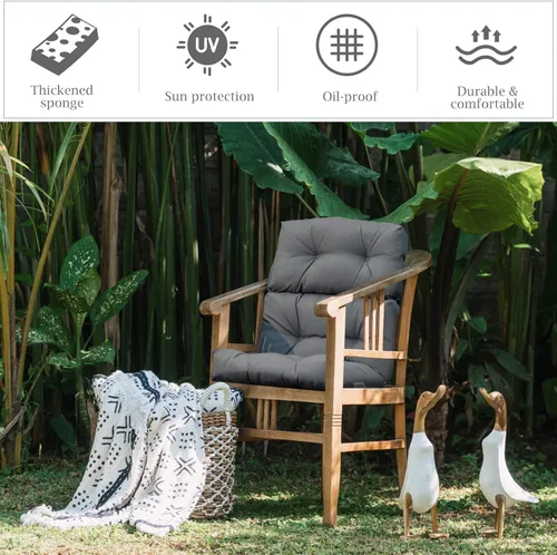 Miniatura 2 de Giantex - Cojín para silla de patio exterior, 5 pulgadas, para respaldo alto con 4 lazos de cuerda, cojín para columpio de patio, silla con asiento