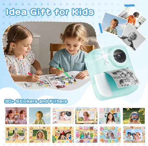 Miniatura 5 de Cámara para Niños con Impresión Instantánea de Fotos a Color, Cámara de Impresión Instantánea de Doble Lente para Niños, Juguete de Cámara Digital