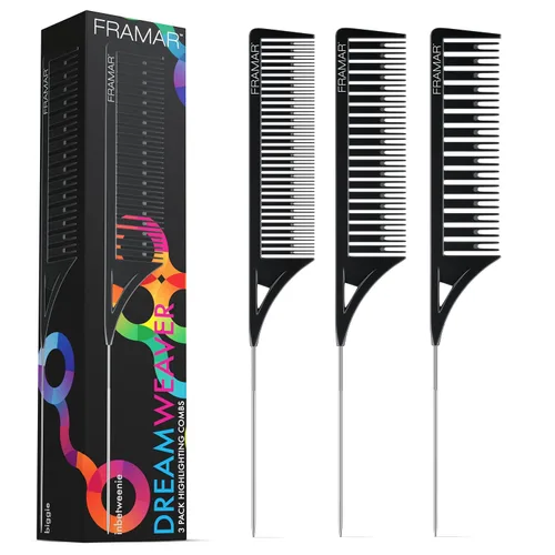 Miniatura 8 de FRAMAR Dreamweaver Juego de Peines para Mechas - Peine Profesional para Mechas con Punta Separadora, Peine de Tinte para el Cabello, Peines de Papel
