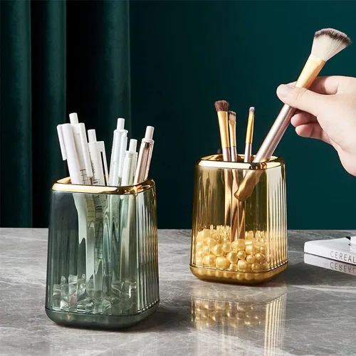 Miniatura 4 de Organizador portavasos para brochas de maquillaje para tocador, acrílico transparente, contenedor de almacenamiento para brochas de maquillaje con 3