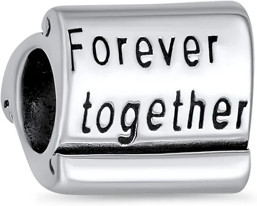 Miniatura 3 de Love Couples Words Saying Just Married Together Forever - Abalorio de corazón rojo para mujeres, adolescentes y esposas, plata de ley 925, se adapta