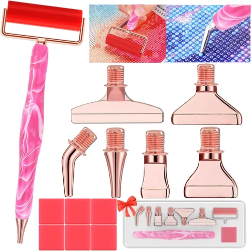 Heyseri Juego de 14 piezas de herramientas y accesorios para bolígrafos de pintura de diamantes, exquisitas puntas de bolígrafo de metal de acero
