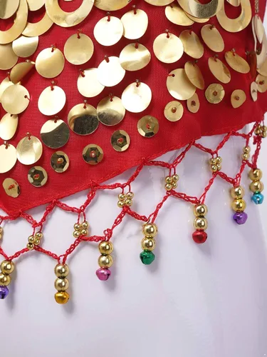 Miniatura 6 de Disfraz de baile del vientre para niñas, con lentejuelas, con borla, halter, vendaje, para escenario