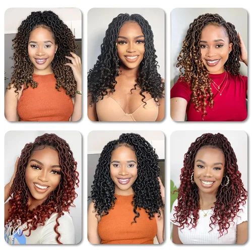 Miniatura 6 de Karida Goddess Locs - Cabello de ganchillo de 10 pulgadas, 8 paquetes de cabello de ganchillo mejorado para mujeres negras, rastas sintéticas de T30#