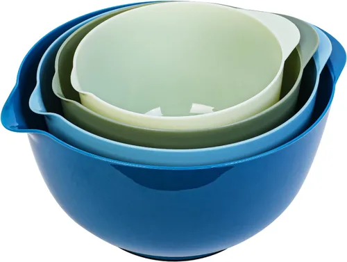 Miniatura 21 de BoxedHome Juego de cuencos de plástico anidables con boquilla de vertido, apto para microondas y lavavajillas, base antideslizante sin BPA, juego