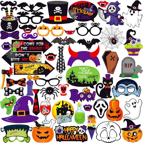 Miniatura 13 de KatchOn, Juego de accesorios de Halloween, paquete de 35 Accesorio de cabina de fotos del Día de los Muertos para decoraciones de fiesta mexicana