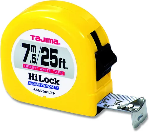 Miniatura 3 de TAJIMA Cinta métrica de 16 pies x 1 pulgada Hi-Lock cinta métrica con caja de ABS duradera y hoja revestida de acrílico - HL-16BW