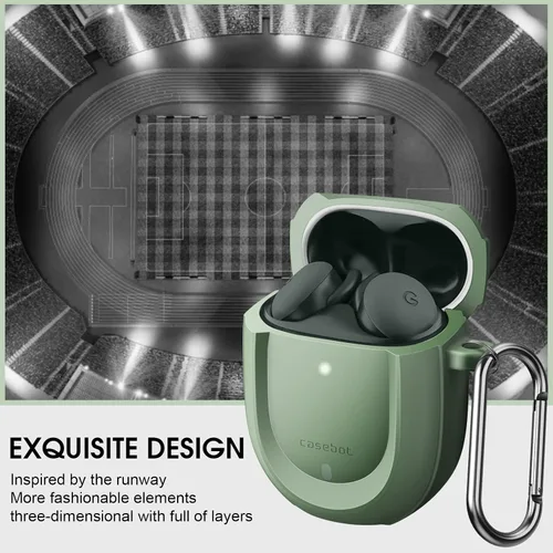 Miniatura 5 de CaseBot Funda para Pixel Buds Serie A 2021 y Pixel Buds 2 (2020), protección resistente [LED frontal visible] (negro)