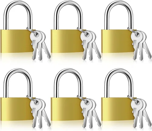 Miniatura 13 de Yaocom 24 piezas de candado con llave de latón sólido, pequeño candado amarillo para gimnasio, candado fuerte con la misma llave para equipaje
