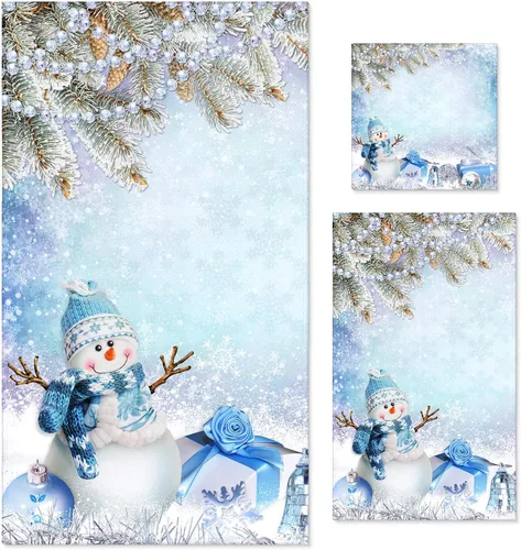 Miniatura 33 de Preboun Juego de 3 toallas de baño navideñas de gnomo, toallas de mano con árbol de Navidad, toallas de baño con copos de nieve de invierno, toallas