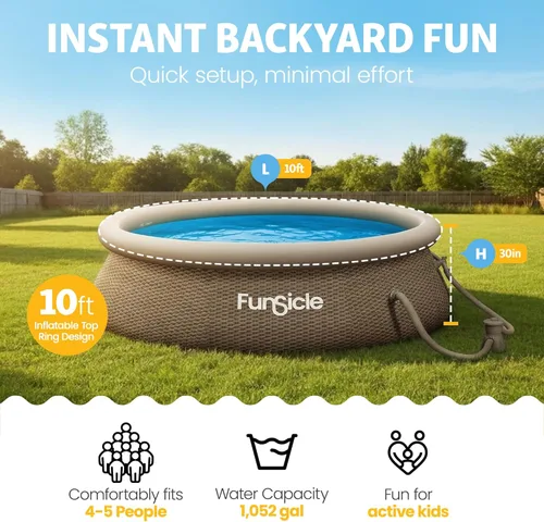 Miniatura 2 de Funsicle Quickset Designer - Piscina redonda sobre el suelo de 10 x 30 pulgadas, con bomba de filtro FiltraBoost de 400 GPH, cartucho de filtro tipo