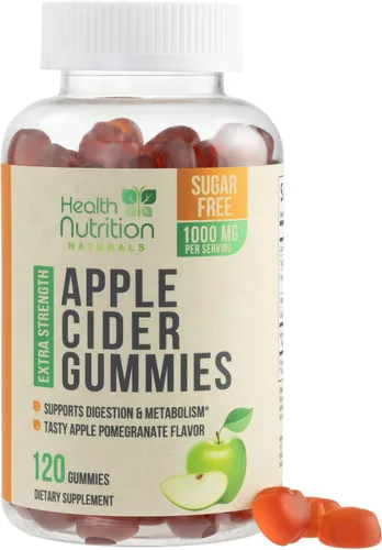 Gomitas de vinagre de sidra de manzana, cero azúcar, vitaminas gomosas ACV de máxima fuerza, vitamina B12 y la madre, metabolismo y apoyo