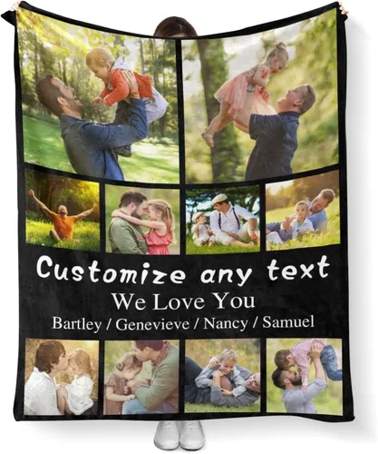 Miniatura 15 de Mantas personalizadas con fotos, manta personalizada con imagen para familia, mamá, papá, parejas, bebé, manta de fotos personalizada con collage