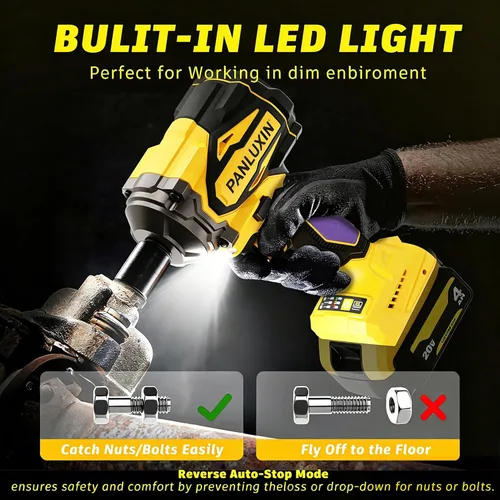 Miniatura 2 de Llave de impacto inalámbrica para batería DeWalt 20V, llave de impacto de potencia de 1/2 pulgada, pistola de impacto eléctrica sin escobillas
