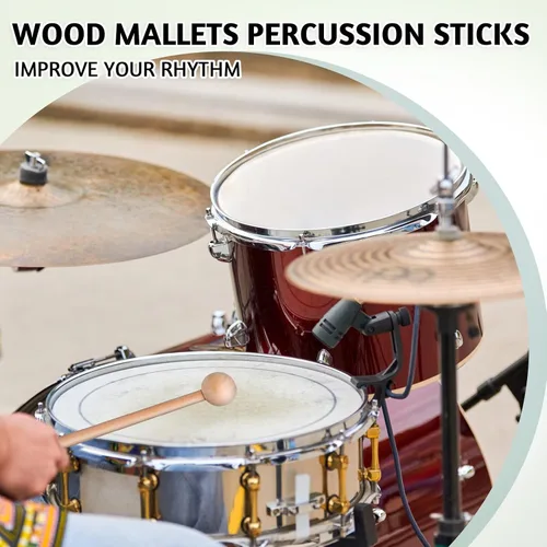 Miniatura 7 de Palitos de percusión de madera de 8 pulgadas, palitos de ritmo de madera, palitos de percusión, palitos de percusión, mazos de xilófono, mazo