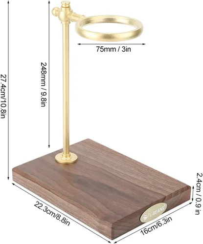 Miniatura 6 de Soporte para gotero de café, soporte para filtro de café de latón de madera, soporte para taza de filtro de goteo, accesorios para hacer café