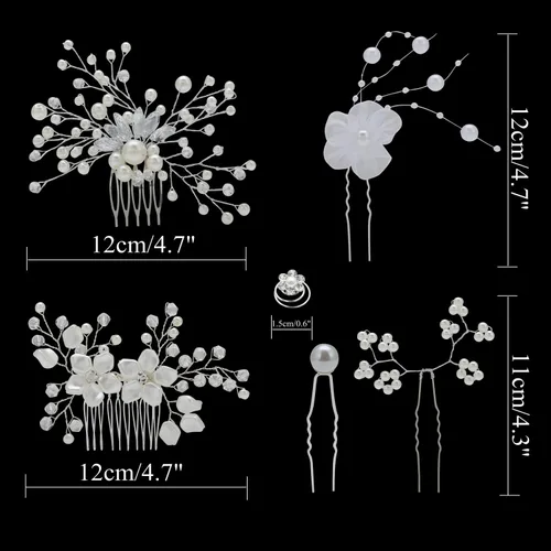 Miniatura 2 de inSowni Paquete de 40 peines laterales para el pelo de boda para novias+horquillas en forma de U, piezas de joyería con diamantes de imitación