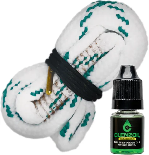 CLENZOIL Field & Range Cobra Bore Cleaner | Gun Barrel Cleaning Tool | Brass Brush Embedded in Cotton Bore Rope