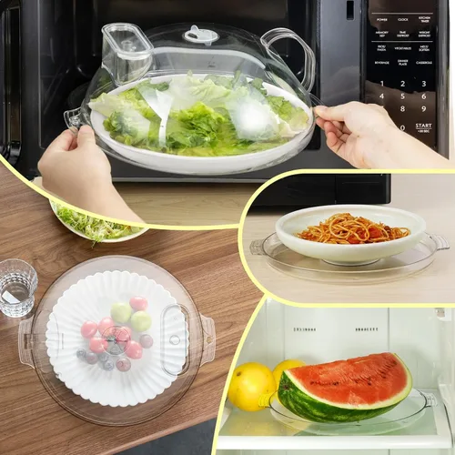 Miniatura 7 de Cubierta para salpicaduras de microondas con vaporizador de agua, protege contra las salpicaduras de alimentos, tapa para servir platos, tazones
