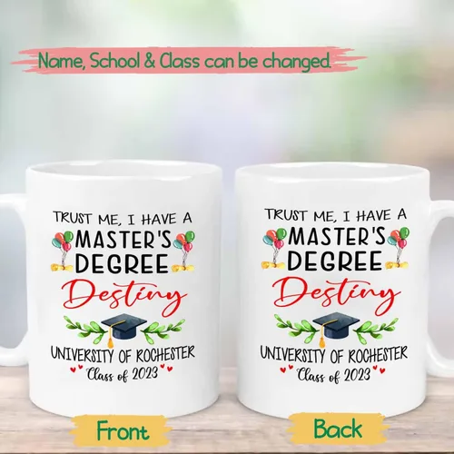 Miniatura 2 de Taza de viaje de graduación personalizada, Trust Me I Have A Master's Degree Destiny - Taza de café blanca, taza de café de graduación de 11 onzas