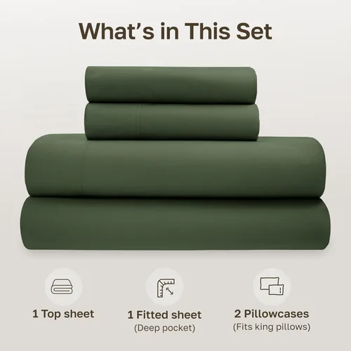 Miniatura 4 de California Design Den Conjunto de sábanas tamaño King - Sábanas suaves 100% algodón orgánico con bolsillos profundos, percal nítido, conjunto de 12