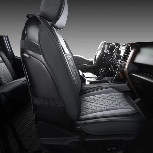 Miniatura 3 de Fundas de asiento de camión compatibles con Ford F-150 2009-2025 XL XLT Lariat King Ranch Platinum Tremor Pickup, protector de cojín de piel