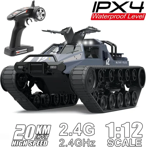 Miniatura 6 de Mostop Tanque Oruga de Control Remoto de Alta Velocidad Todoterreno 4WD Carro RC 2.4 GHz Camión del Ejército RC Tanque de Deriva 1/12 Tanque RC