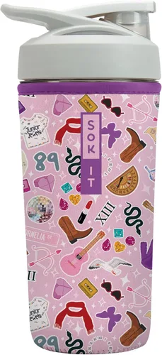 Miniatura 54 de Sok It BotlSok Botella Mezcladora de Proteínas con Funda Aislante de Neopreno (Floral Abstracto, Se Ajusta a Mezcladoras de 24oz)
