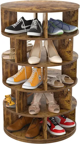 Miniatura 11 de Aheaplus Torre de Estante Giratorio para Zapatos, Zapatero Giratorio de 7 Niveles 360 Estantes Giratorios para Zapatos Organizador para Closet