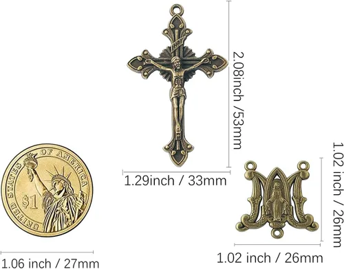 Miniatura 2 de 3 juegos de centro de mesa católico de la Virgen María y crucifijo de perdón para hacer rosario de bricolaje