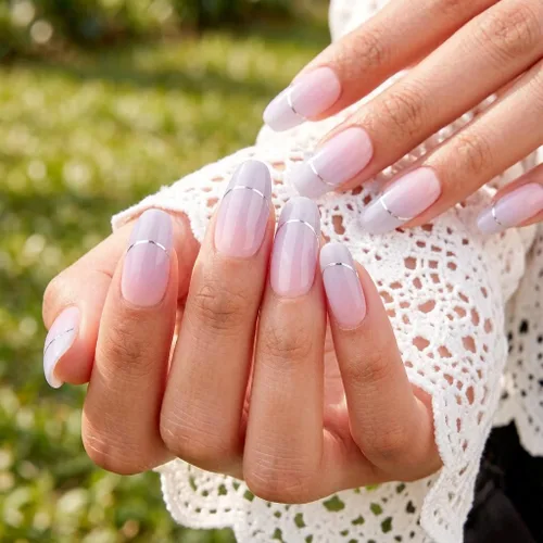 Miniatura 37 de DANNI & TONI Tiras de uñas de gel semicuradas, color rosa champán, ojos de gato, 28 calcomanías de regalo para mujer Aqua Ripple