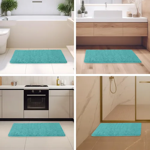 Miniatura 330 de Alfombra de baño pequeña de 12 x 18 pulgadas, lavable y absorbente, antideslizante, alfombra de baño de felpilla gruesa y suave para baño, ducha