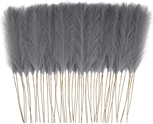 Miniatura 8 de obbsie 50 piezas de decoración de hierba de pampa falsa naranja quemado, 21.6 pulgadas de hierba pomposa artificial corta de otoño, ramas de hierba